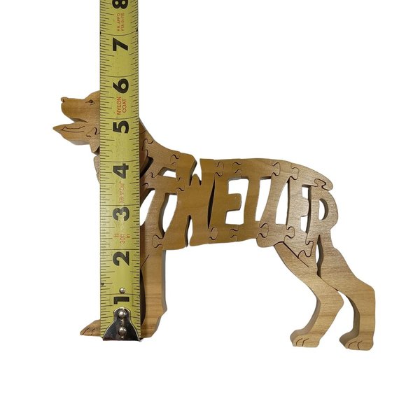 Rottweiler Wooden Scroll Jigsaw Dog Puzzle Figurine USA Signed By Maker - Picture 4 of 6